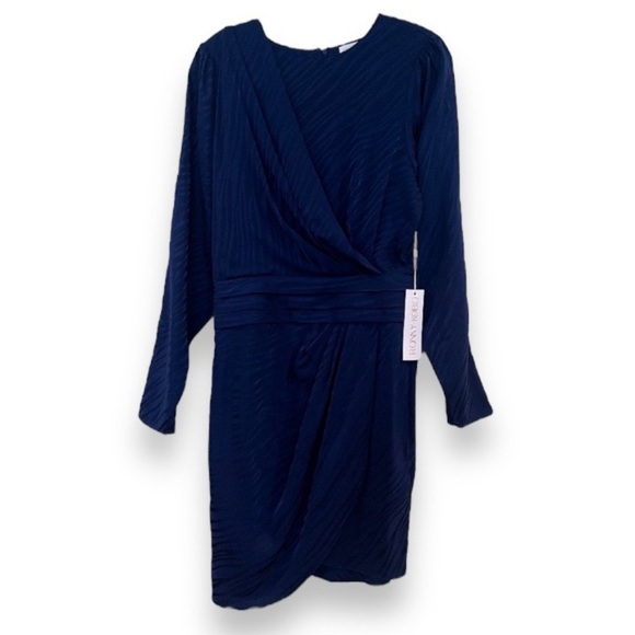 Ronny Kobo Collection Dresses & Skirts - Ronny Kobo Shanaya Blue Zebra Animal Print Long Sleeve Draped Mini Dress M NWT
